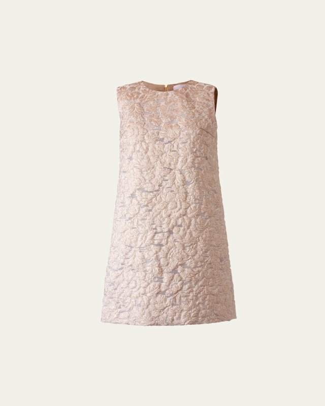 Metallic Floral Sleeveless Mini Shift Dress